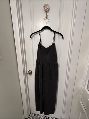 Charcoal Gray Spaghetti Strap Crop Jumpsuit